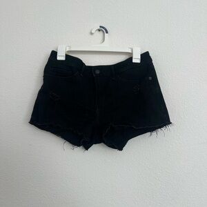 Abercrombie & Fitch Black Jean Shorts Distressed Frayed Hem Mid Rise
